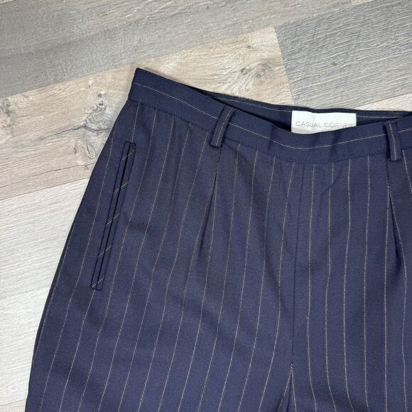 Casual Corner Pinstripe Cuff Hem Trouser Dress Pants Black 10 - Picture 4 of 13